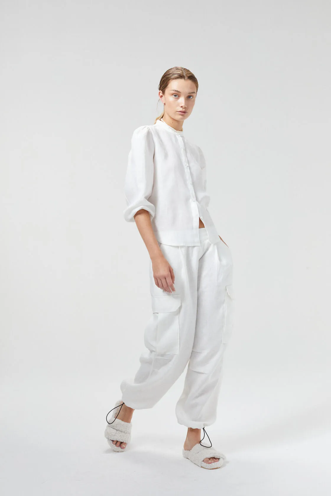 Cargo Linen Pants - Off-White