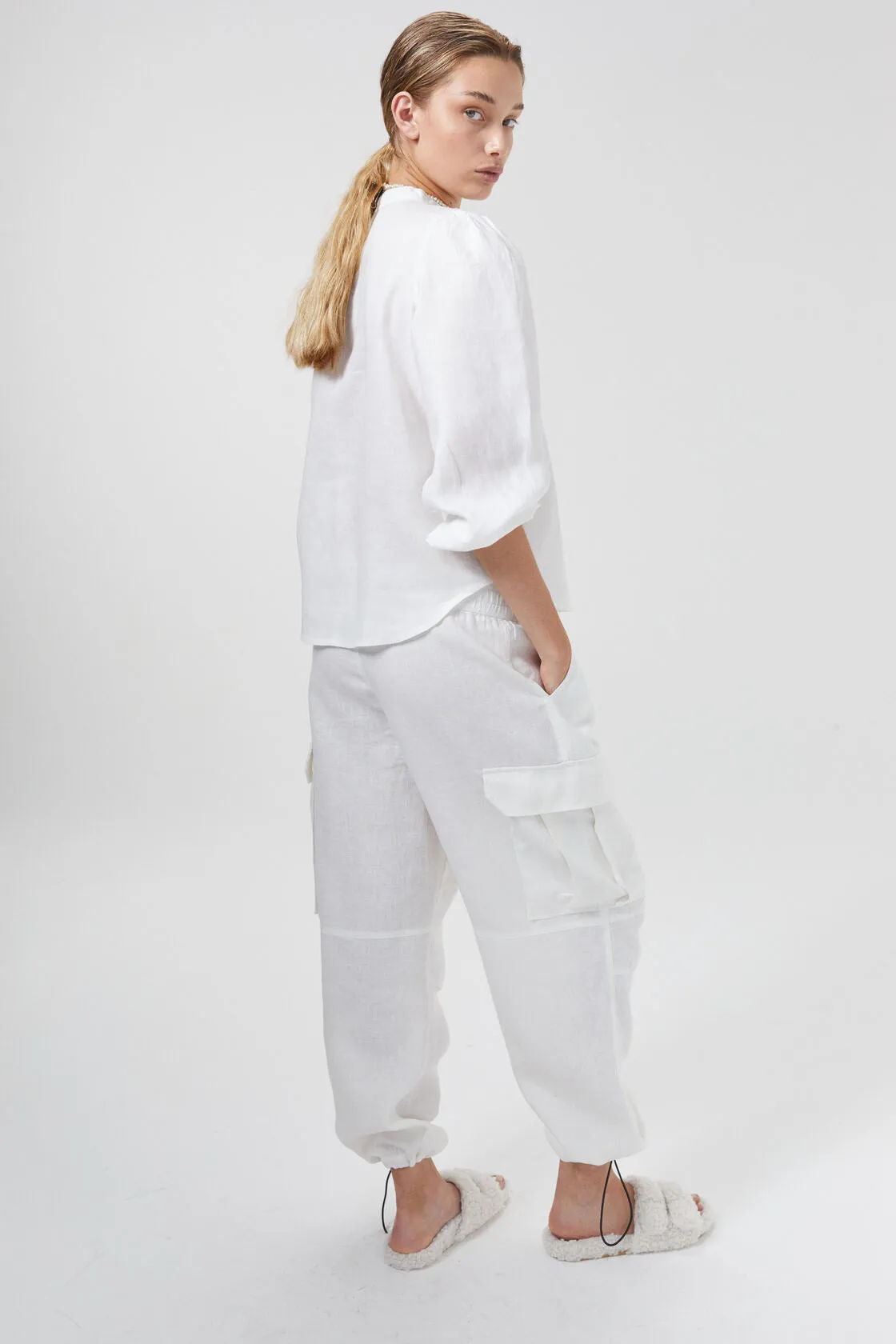 Cargo Linen Pants - Off-White