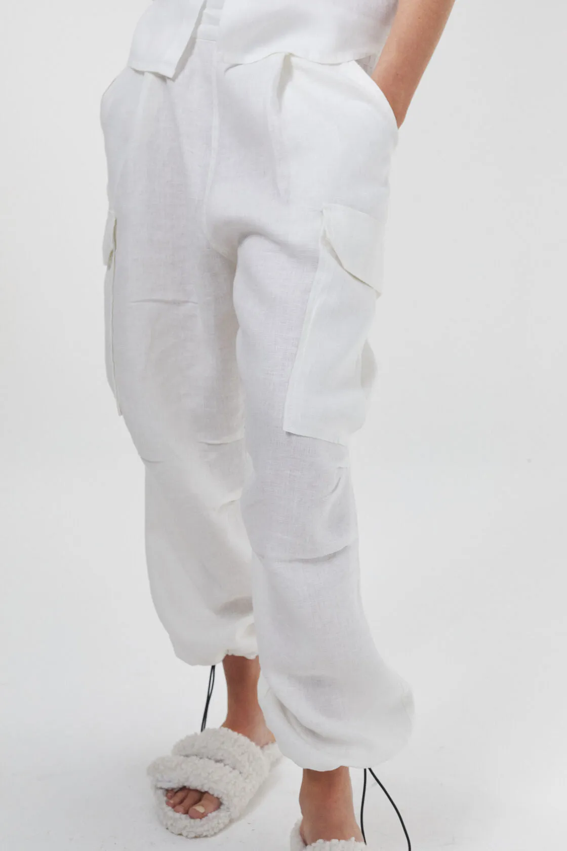 Cargo Linen Pants - Off-White