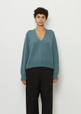 Cashmere Cropped V Neck — Marine