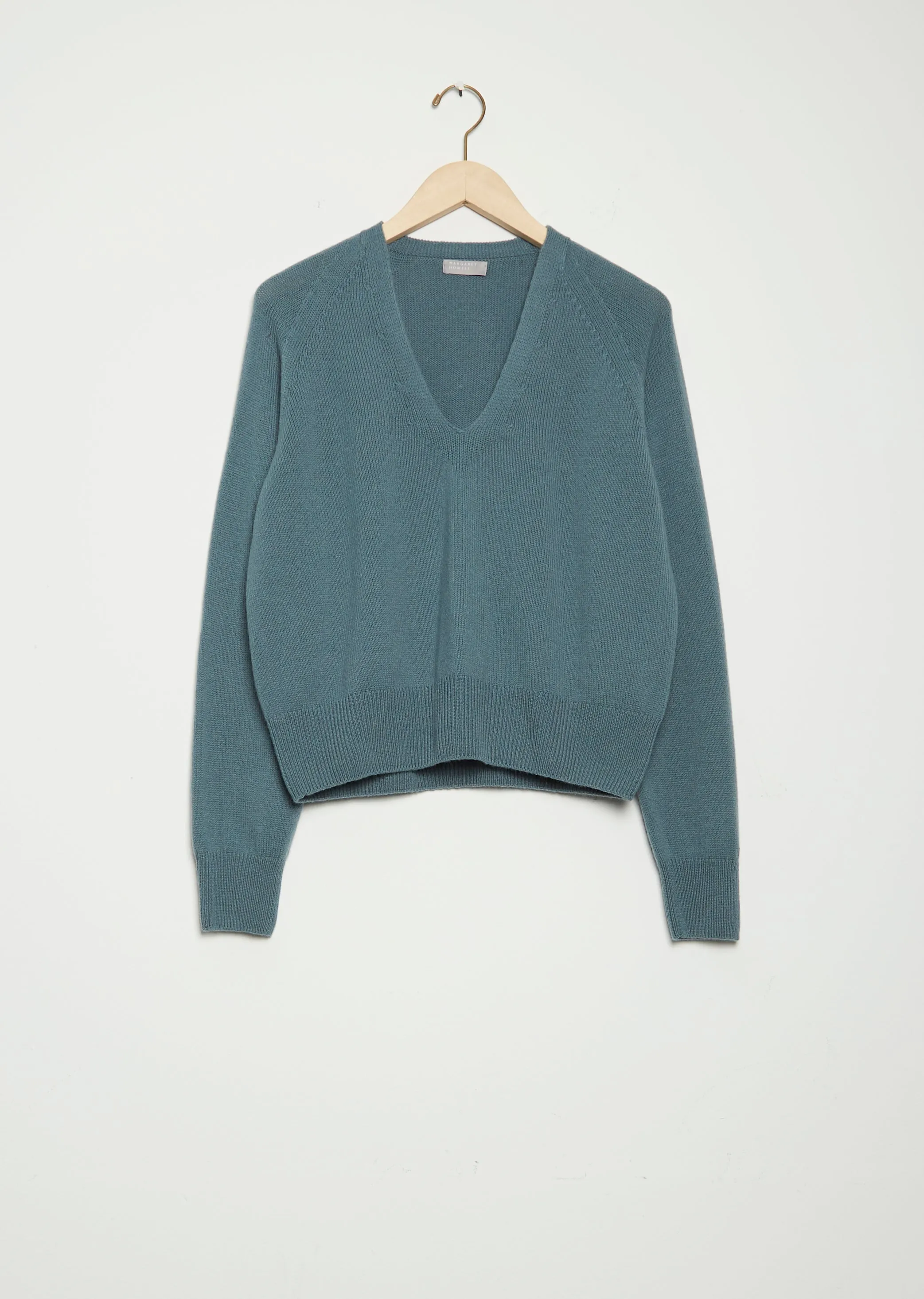 Cashmere Cropped V Neck — Marine