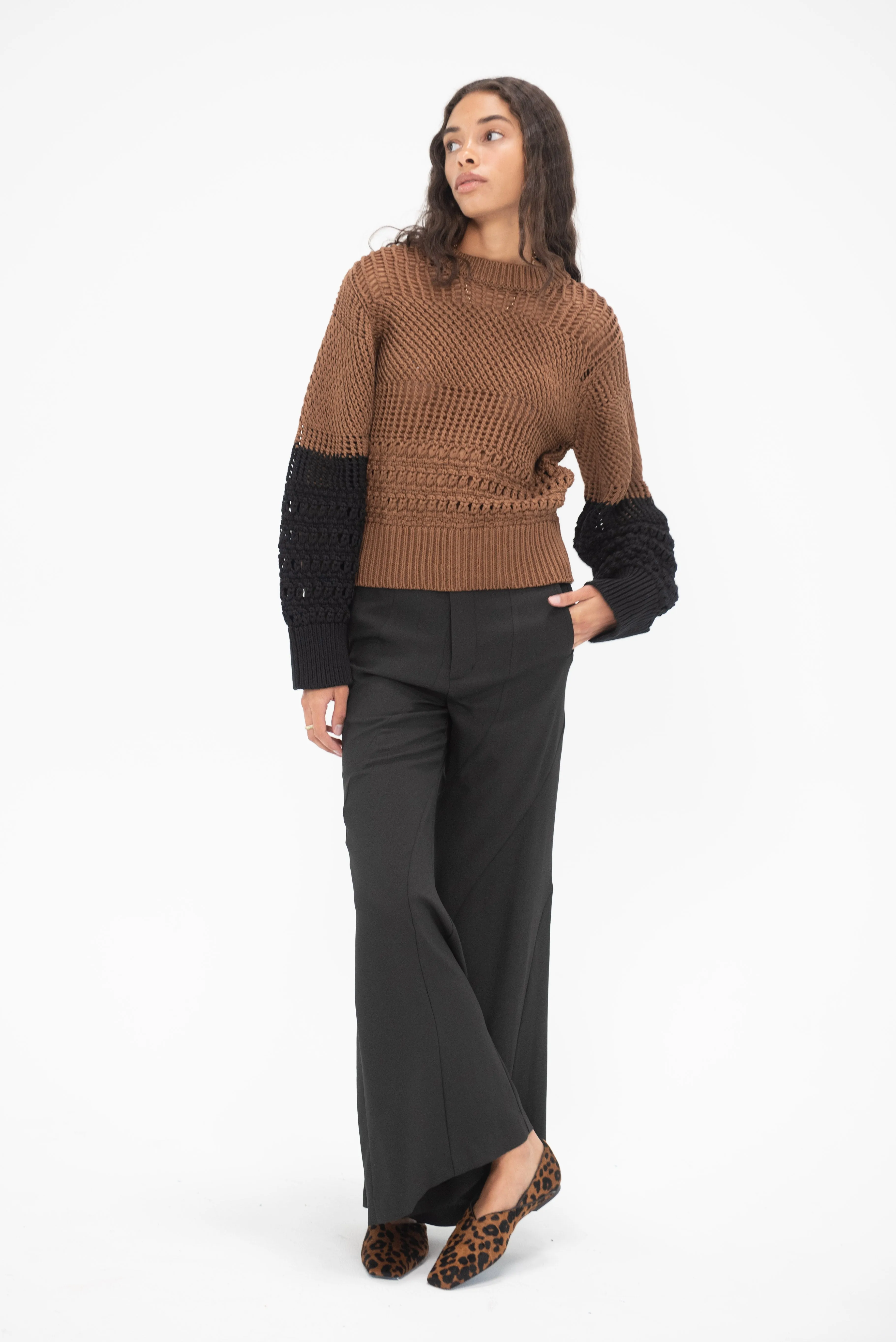 Celia Knit, Black & Brown