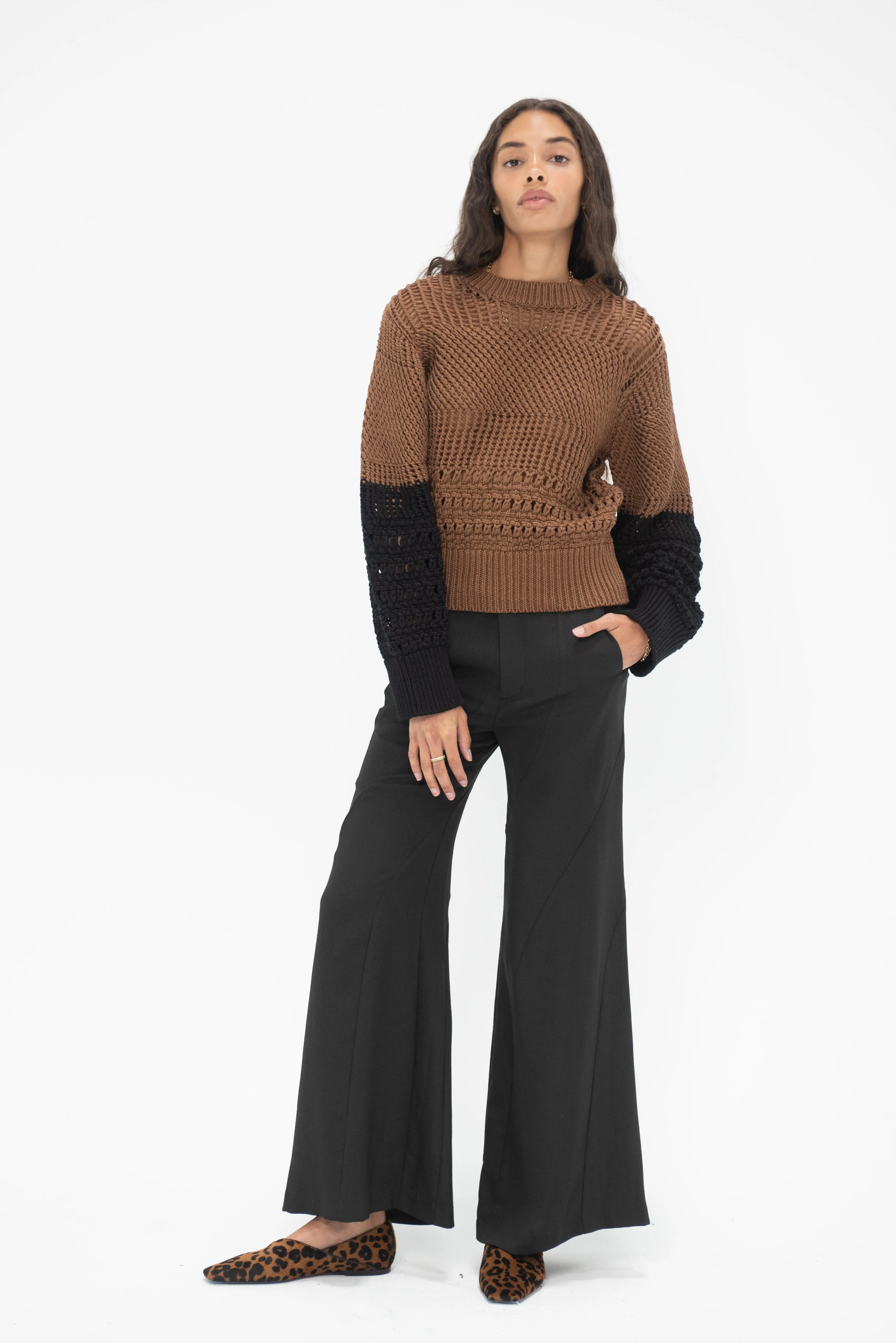 Celia Knit, Black & Brown