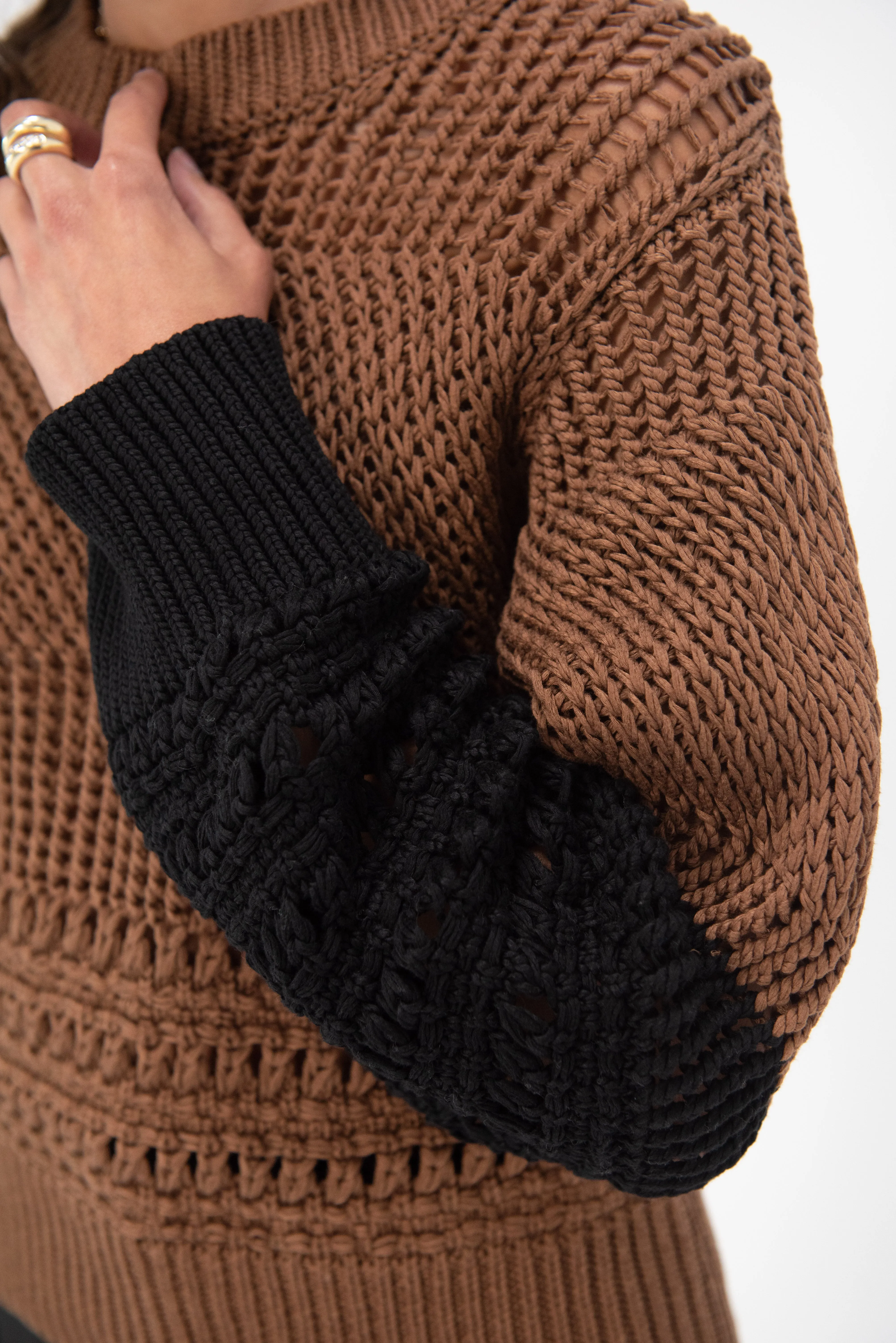 Celia Knit, Black & Brown