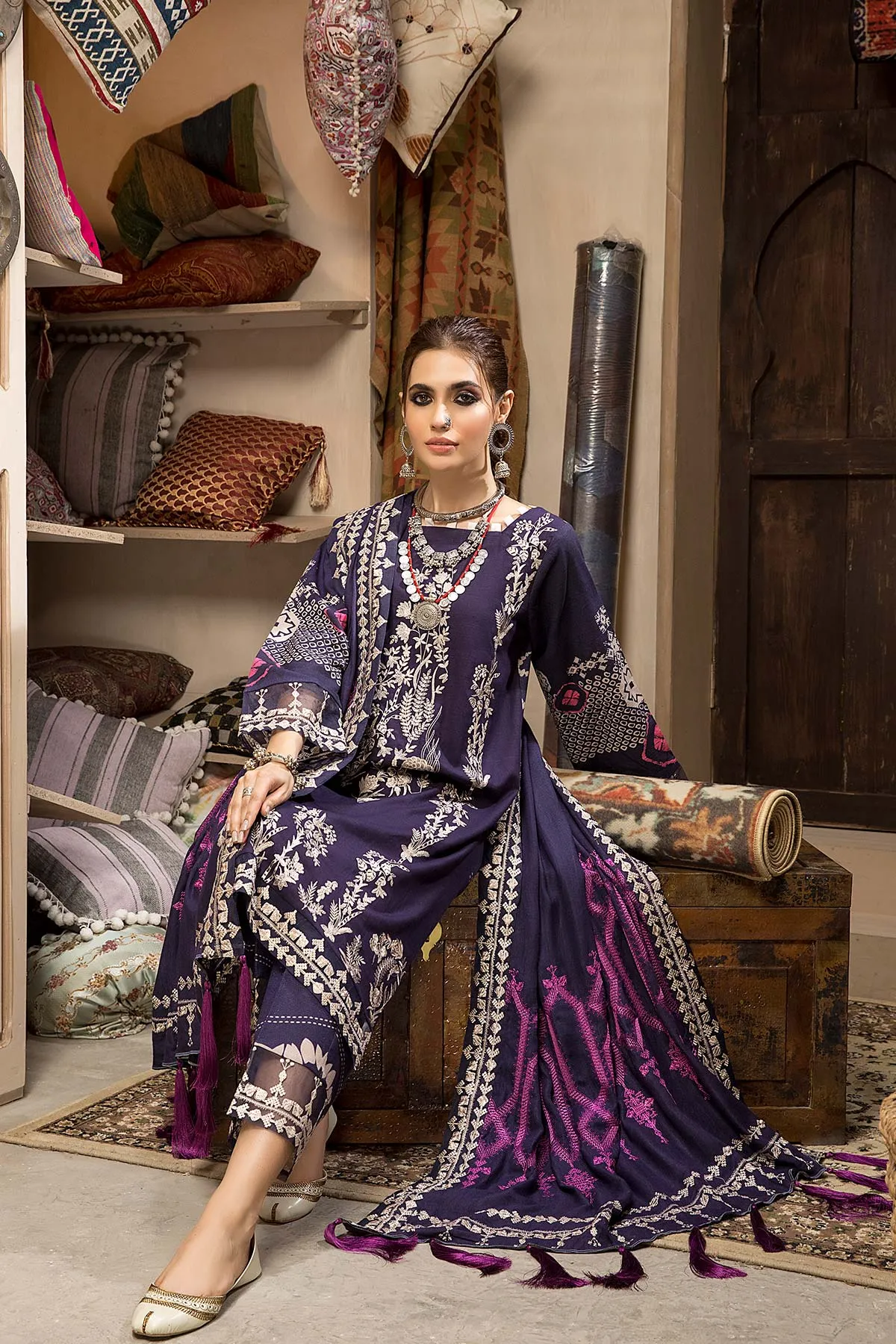 Charizma Naranji · Embroidered Khaddar With Khaddar Shawl Vol 1 – CNW-07