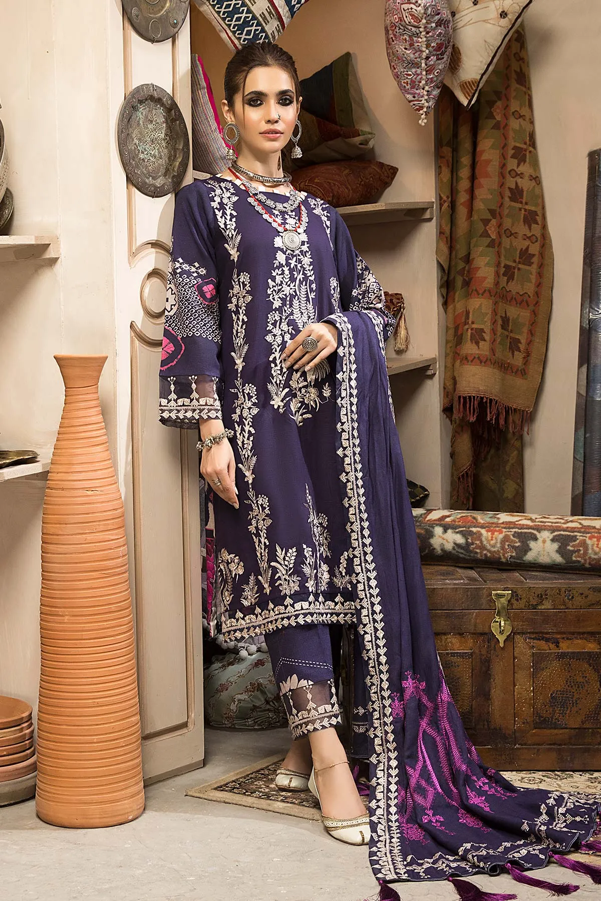 Charizma Naranji · Embroidered Khaddar With Khaddar Shawl Vol 1 – CNW-07