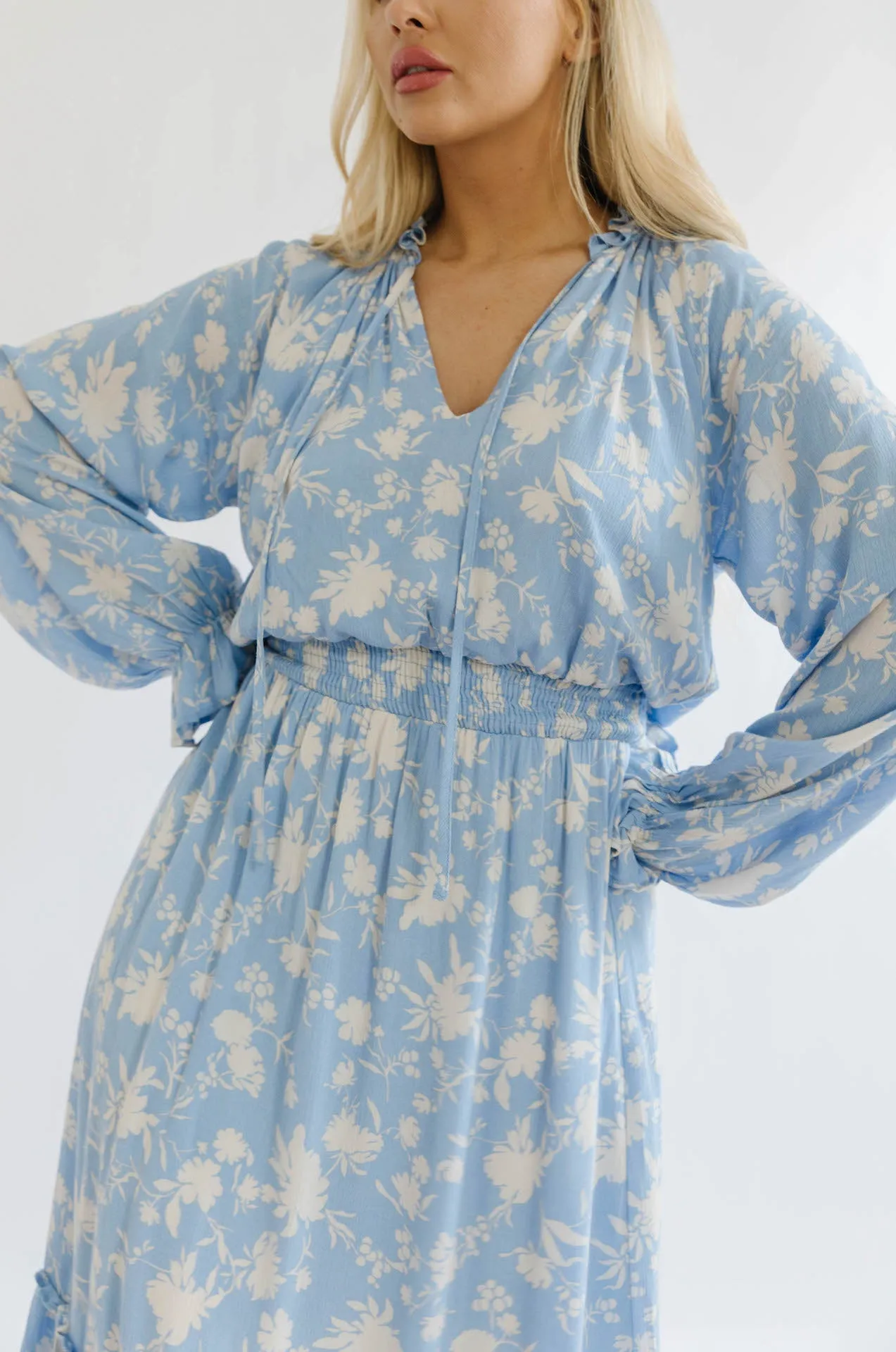 Charlize Floral Print Long Sleeve Maxi Dress