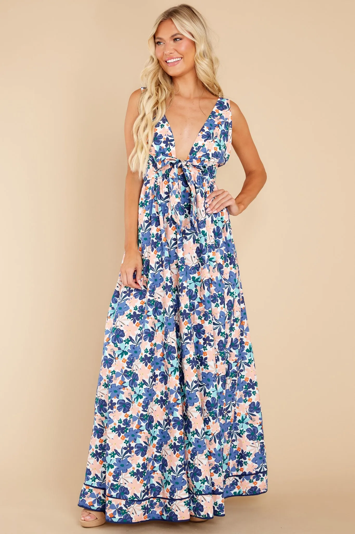 Chasing The Tides Blue Floral Print Maxi Dress