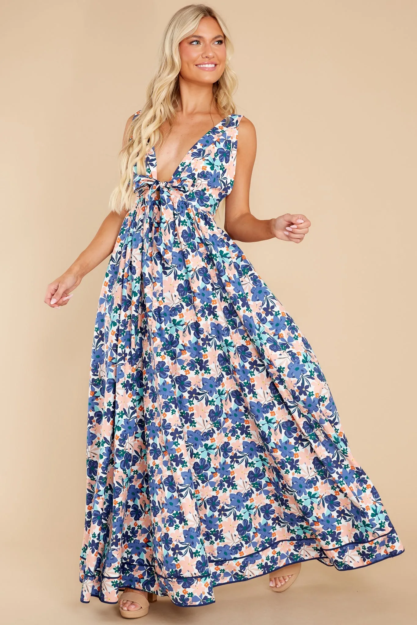 Chasing The Tides Blue Floral Print Maxi Dress