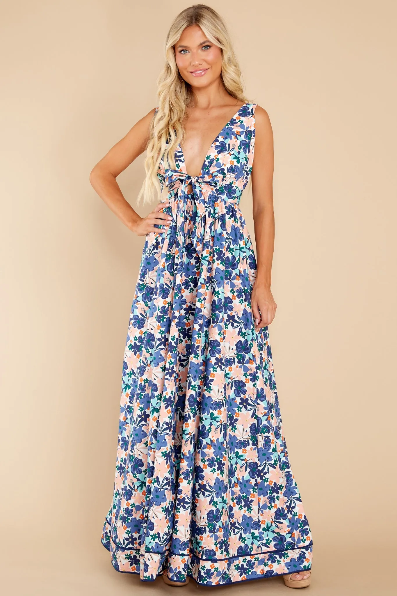 Chasing The Tides Blue Floral Print Maxi Dress