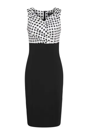 Cheryl Black Gingham Pencil Dress