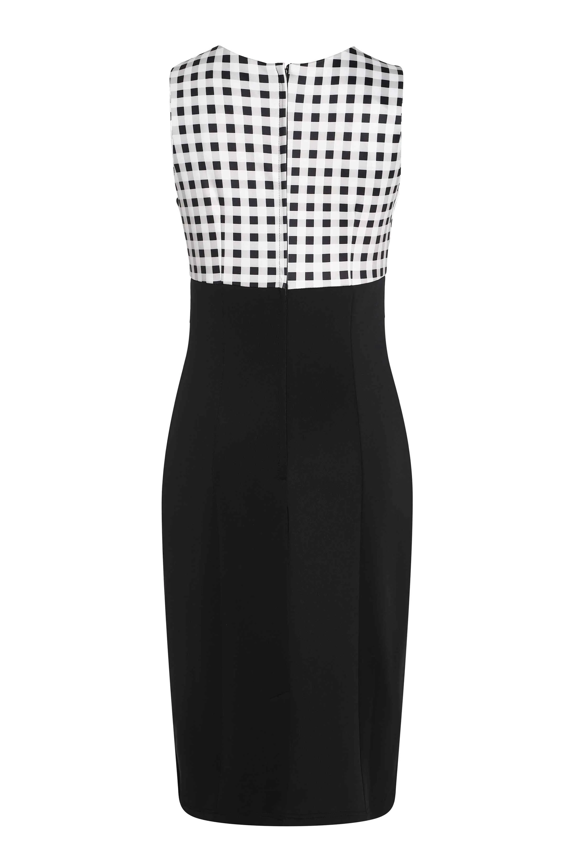 Cheryl Black Gingham Pencil Dress