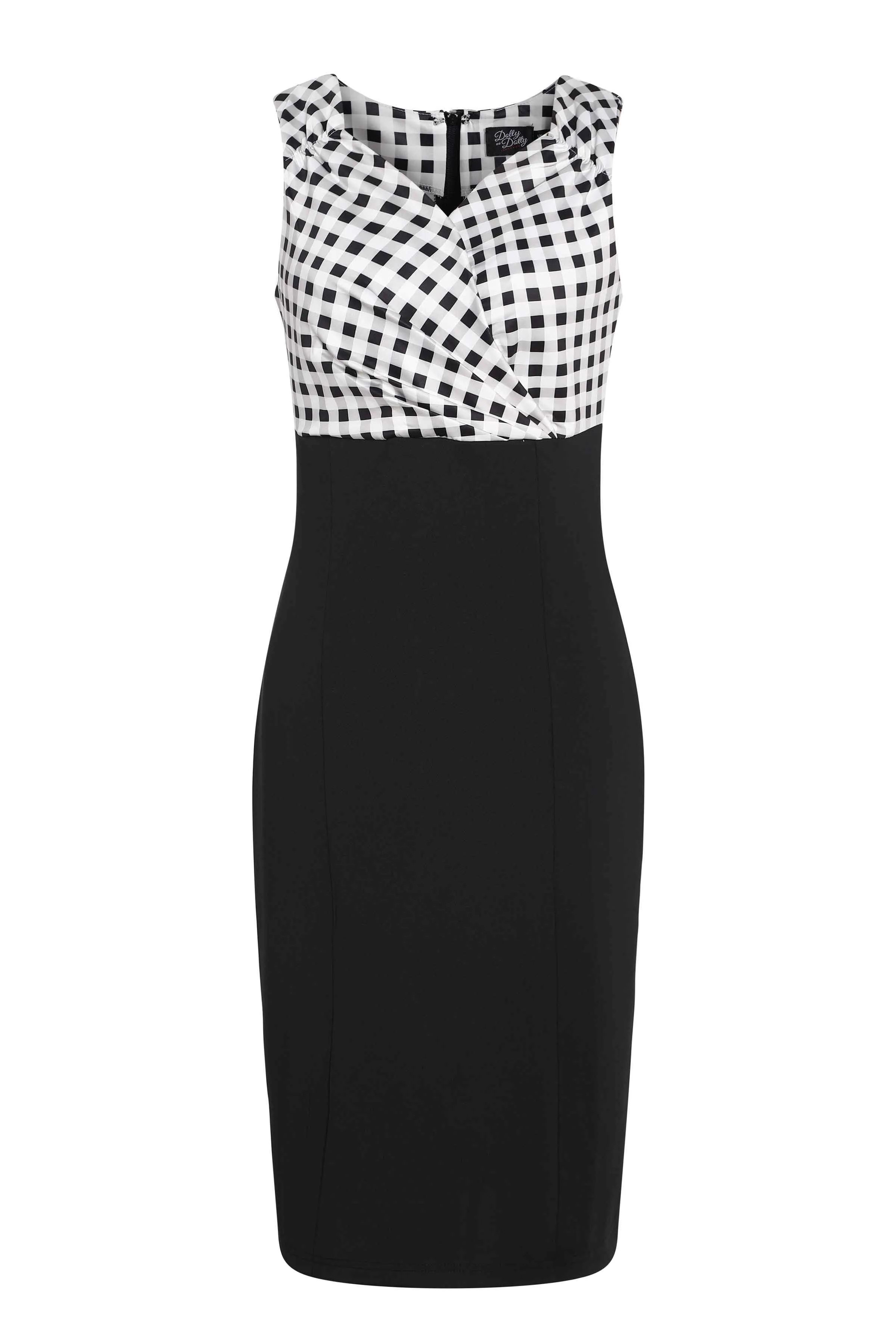 Cheryl Black Gingham Pencil Dress