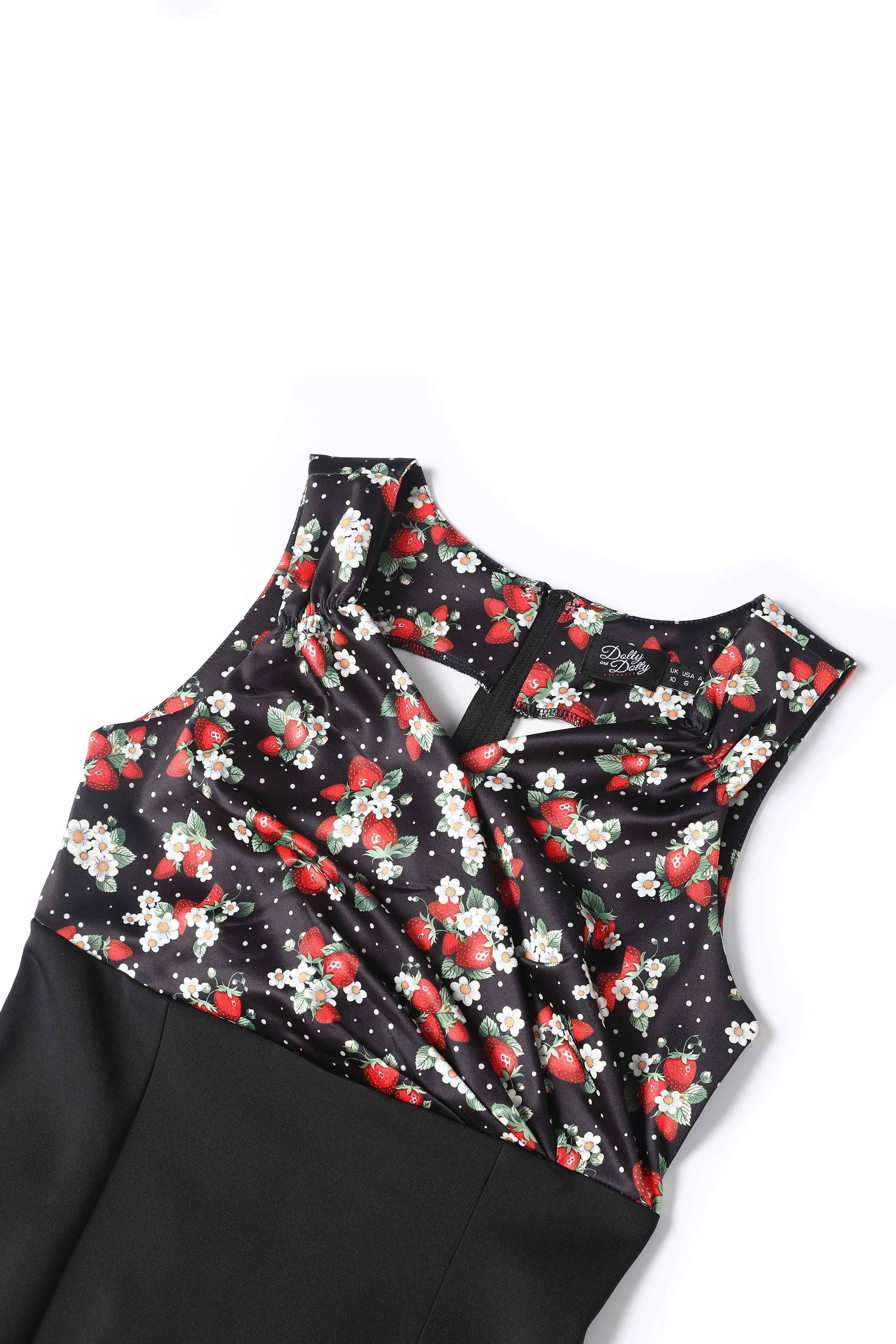 Cheryl Black Pencil Dress In Strawberry Print