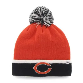 Chicago Bears 47 Brand Orange Black Baraka Knit Cuffed Poofball Beanie Hat Cap