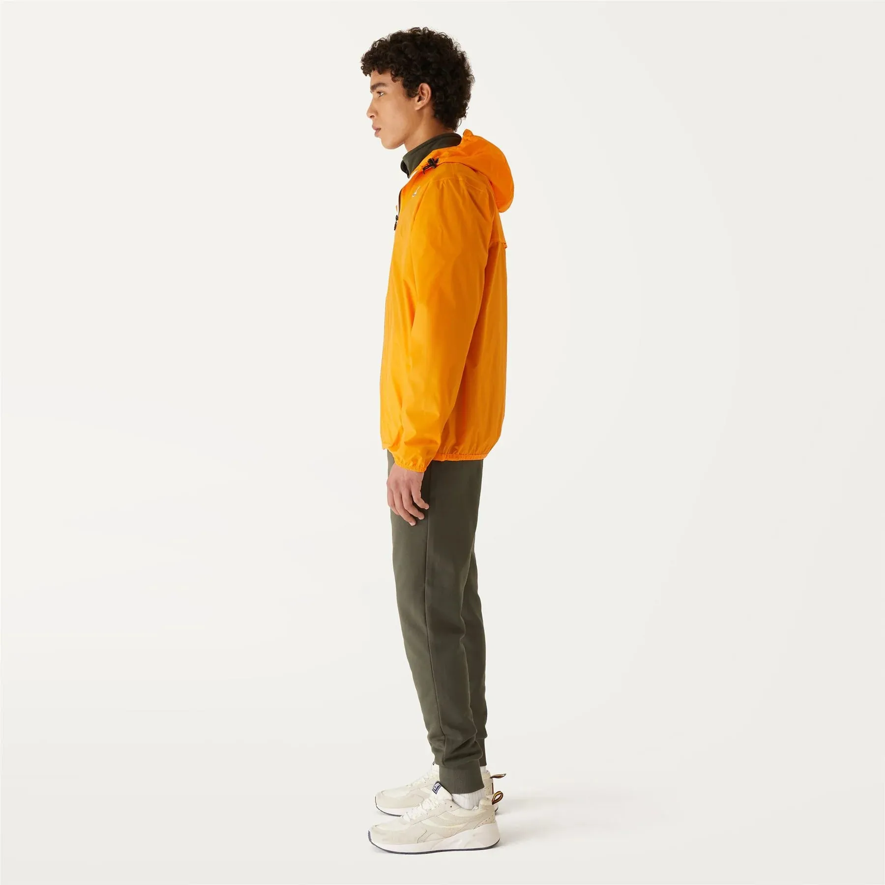 Claude - Kids Packable Full Zip Rain Jacket in Orange