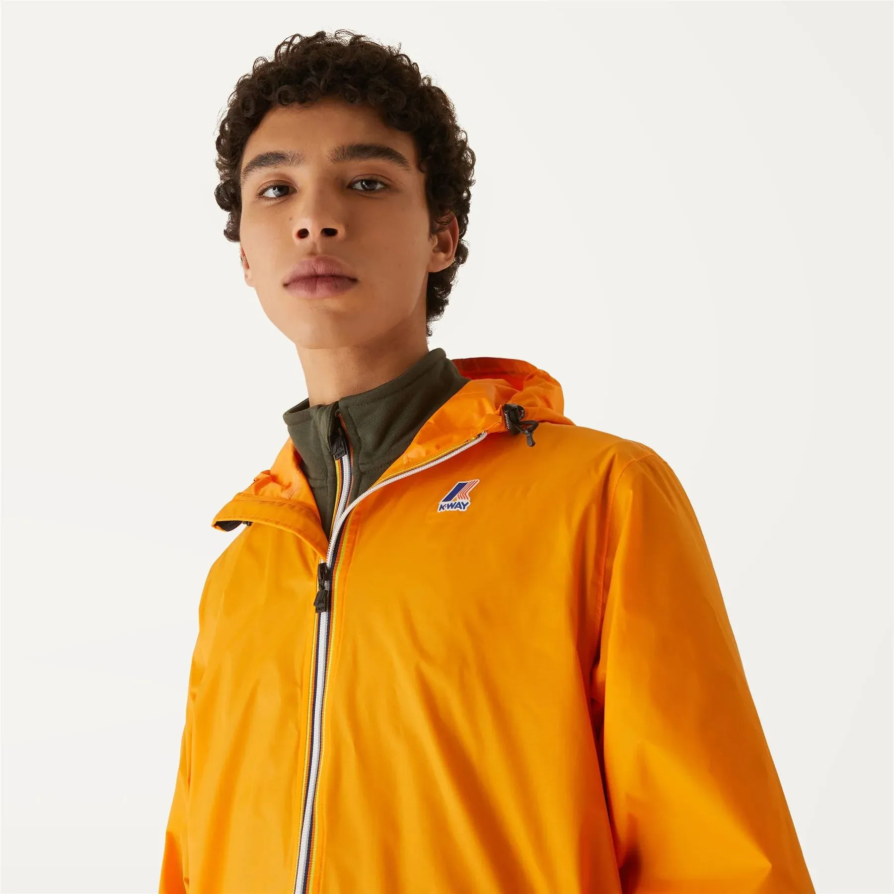 Claude - Kids Packable Full Zip Rain Jacket in Orange