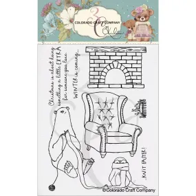 Colorado Craft Company Clear Stamps 4"x 6" Knitting Bear - By Kris Lauren*