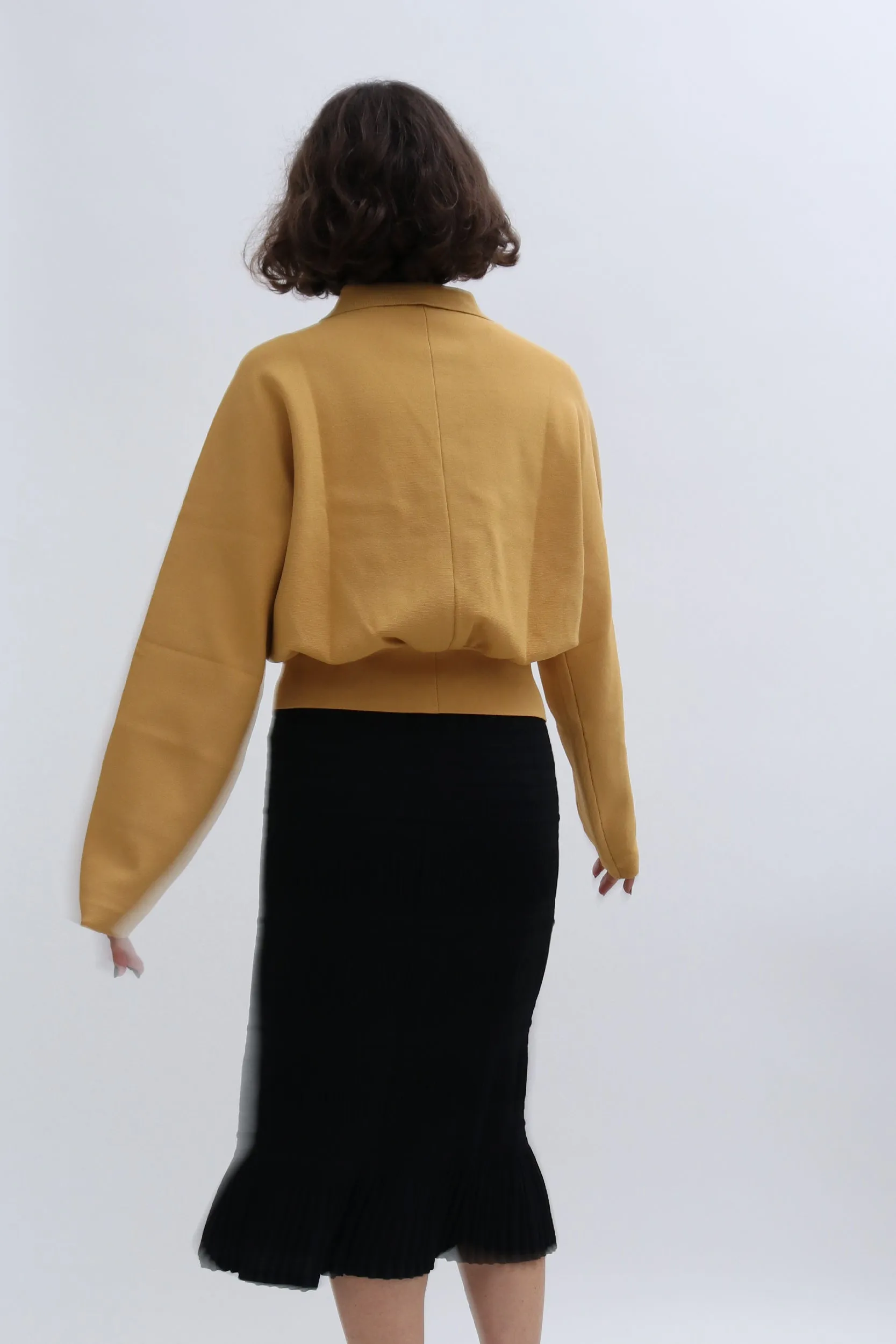 COS MUSTARD ZIP THROUGH KNIT