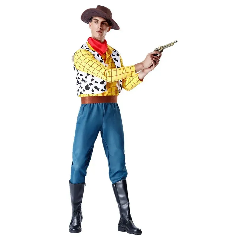 Cosplay Carnival Cowboy Unisex Woody Outfit Sheriff Halloween Up Outfit