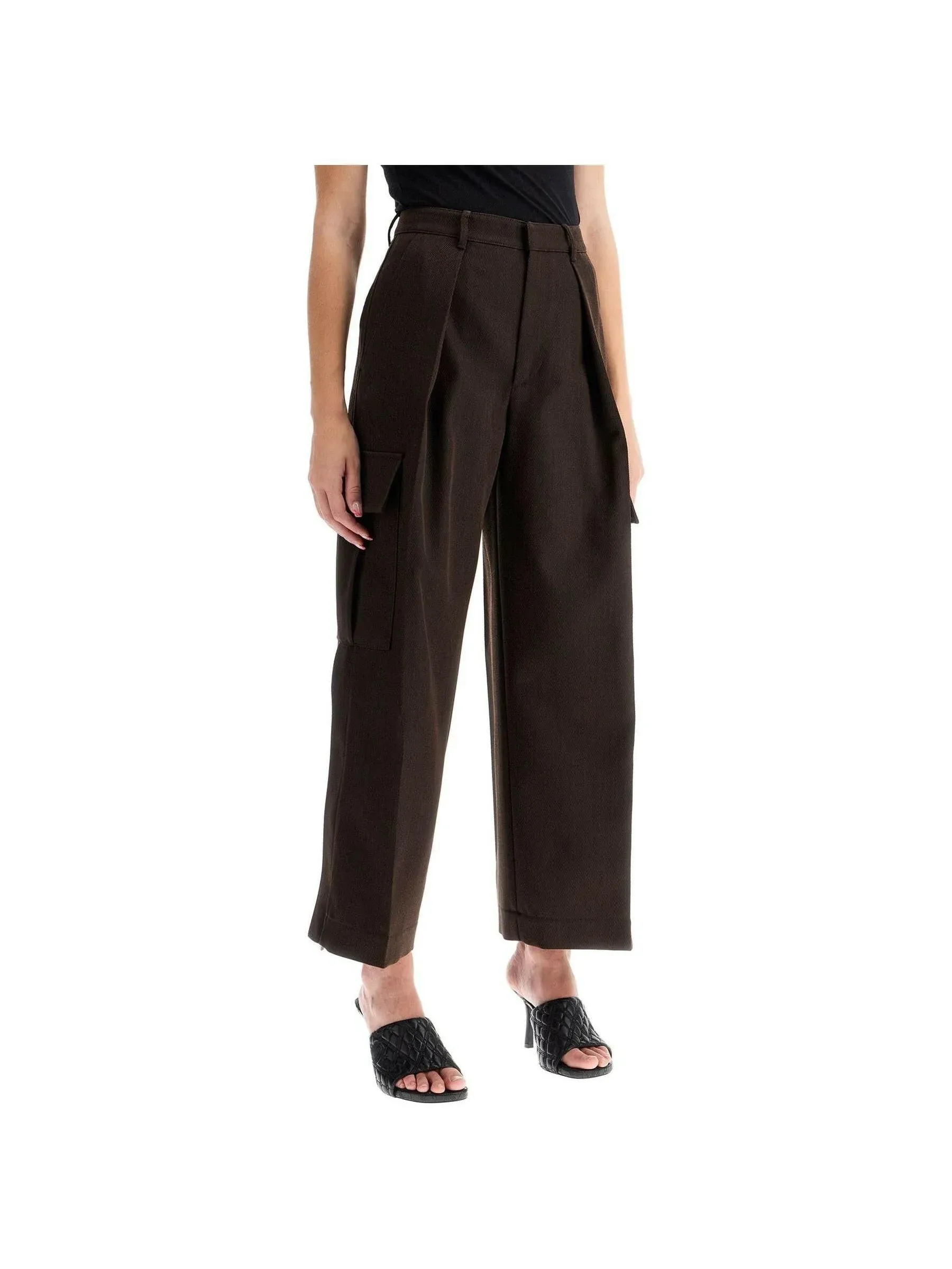 Cropped Cargo Pants in Wool