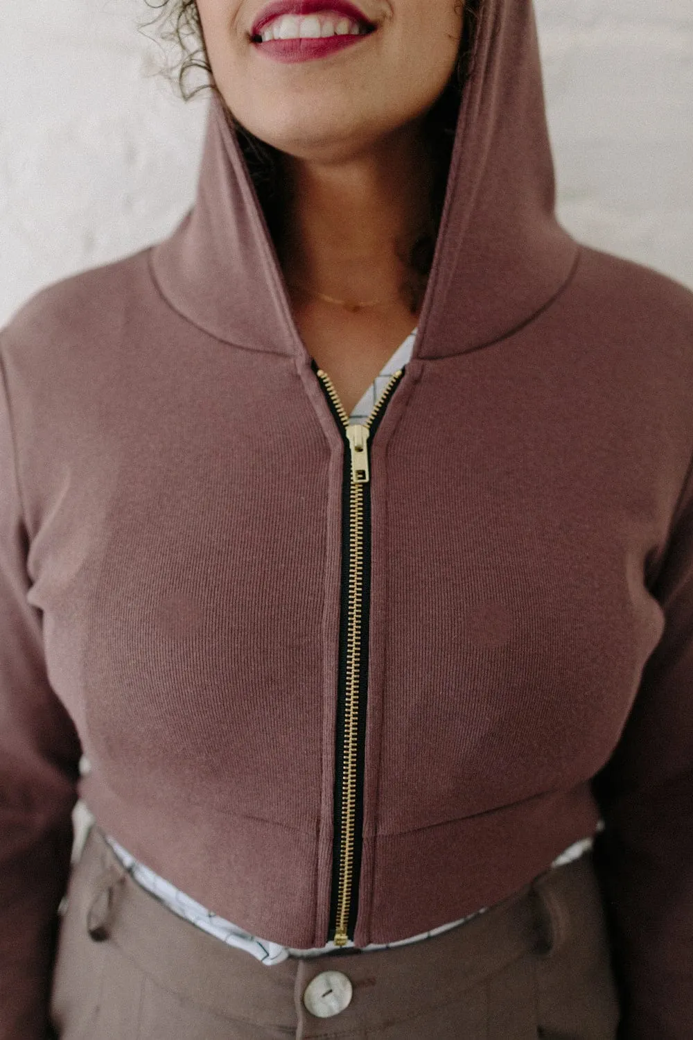 Cropped Hoodie In Sienna Rose