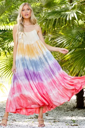 Dare To Dream Pink Multi Tie Dye Maxi Dress