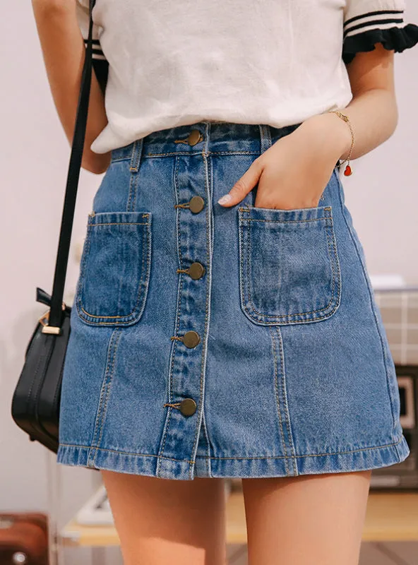 Denim Skirt High Waist A-line Mini Skirts Women