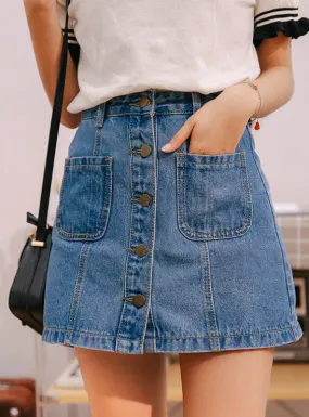 Denim Skirt High Waist A-line Mini Skirts Women