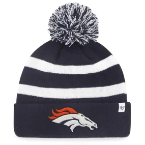 Denver Broncos 47 Brand Navy Breakaway Knit Cuffed Beanie Poofball Hat Cap