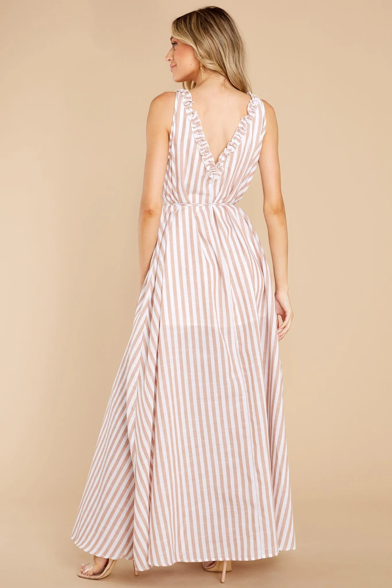 Desert Dreaming Beige Stripe Maxi Dress