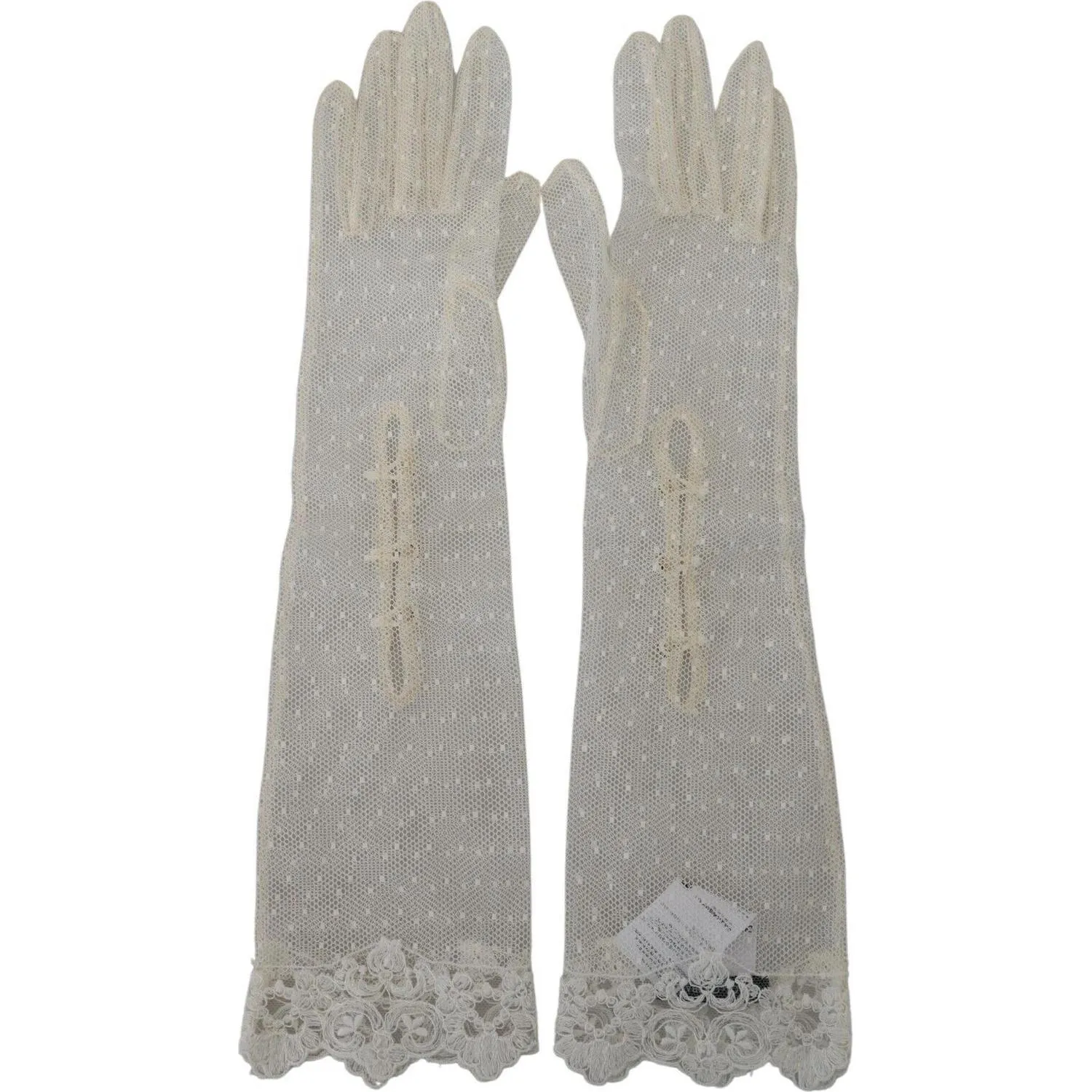 Dolce & Gabbana Elegant Elbow Length White Gloves