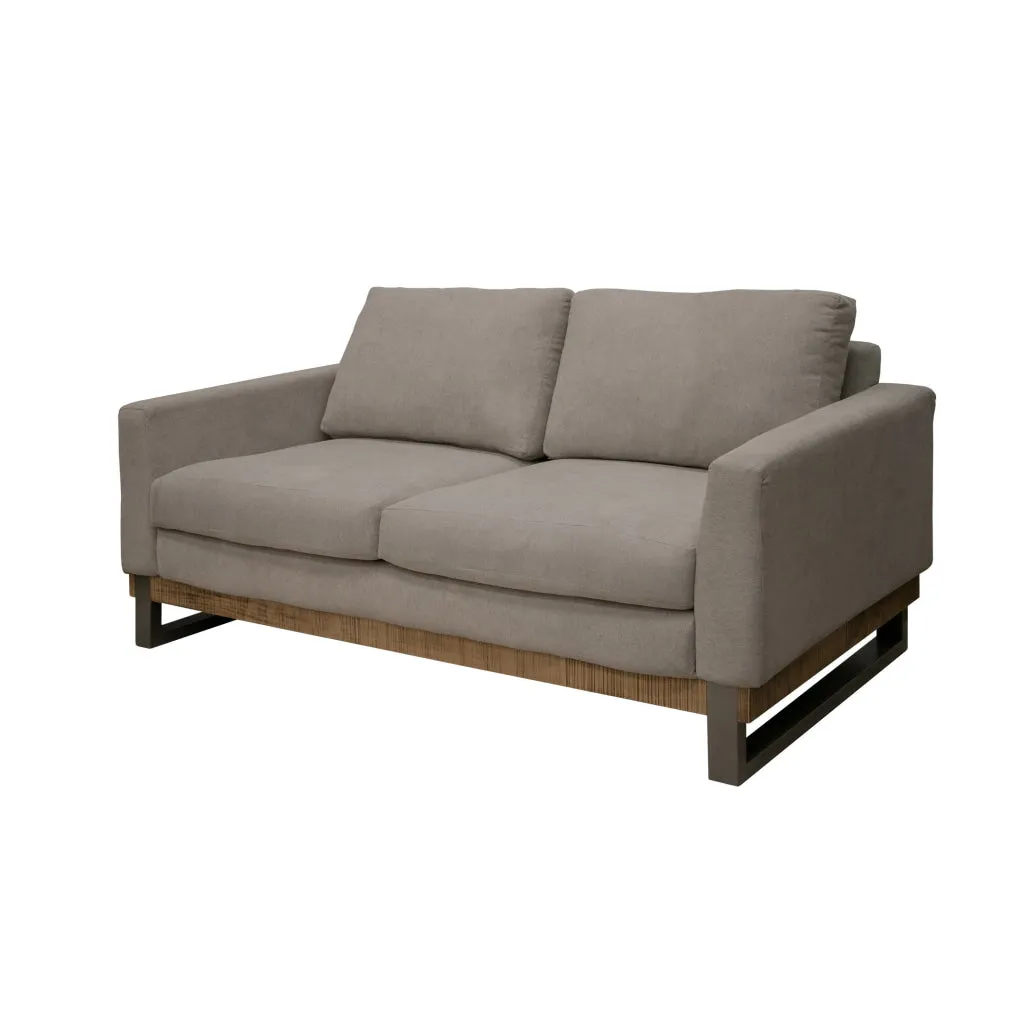 Dome Loveseat, 2 Accent Pillows, 63 Inch, Solid Wood, Almond Gray Polyester By Casagear Home