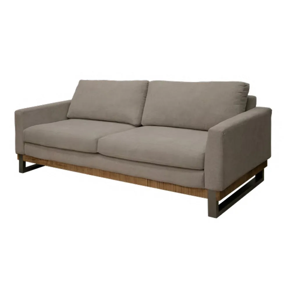 Dome Sofa with 2 Accent Pillows, 86 Inch, Solid Wood, Amond Gray Polyester By Casagear Home