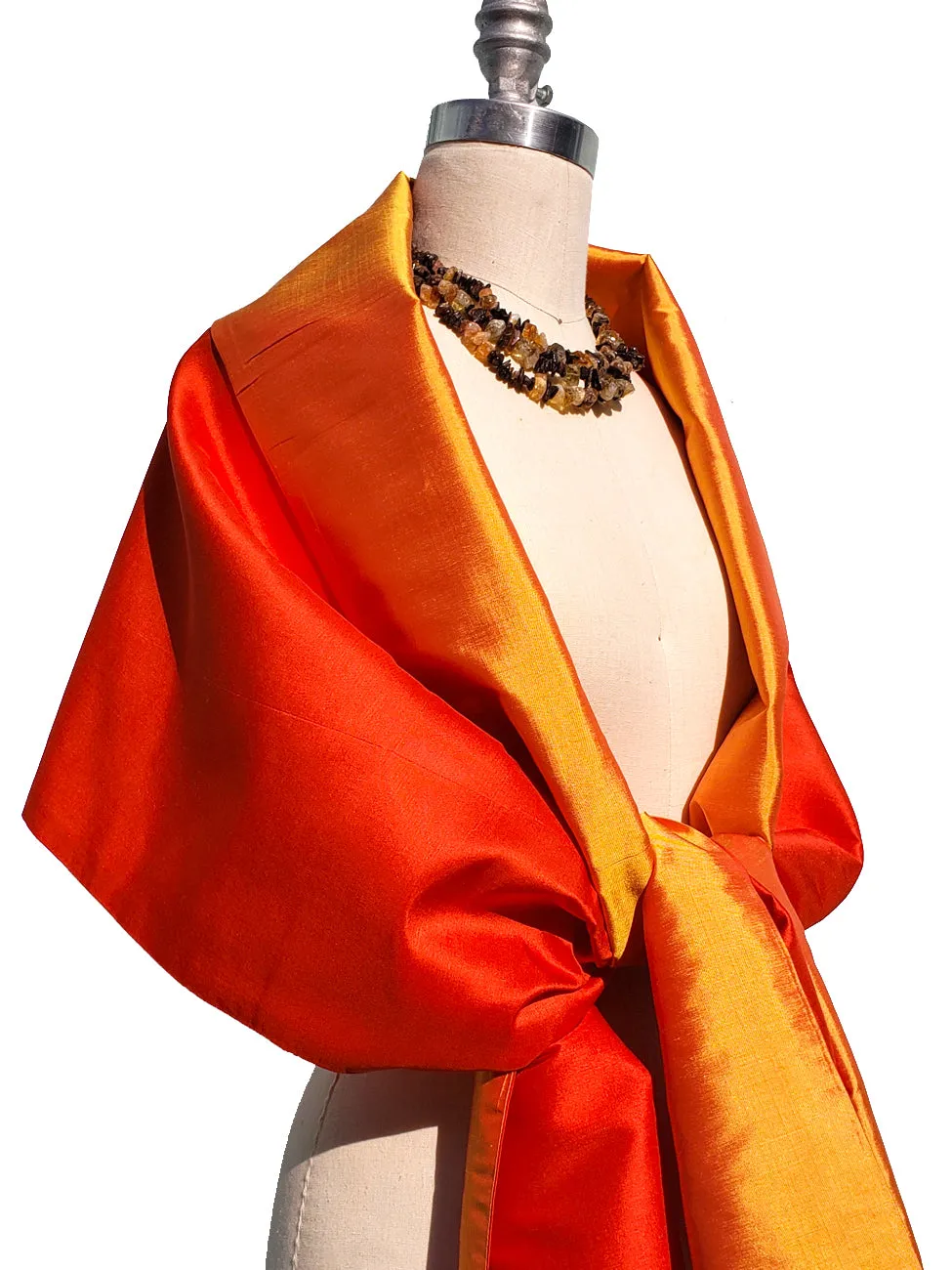 Double Sided Evening Shawl Hot Orange Tangerine