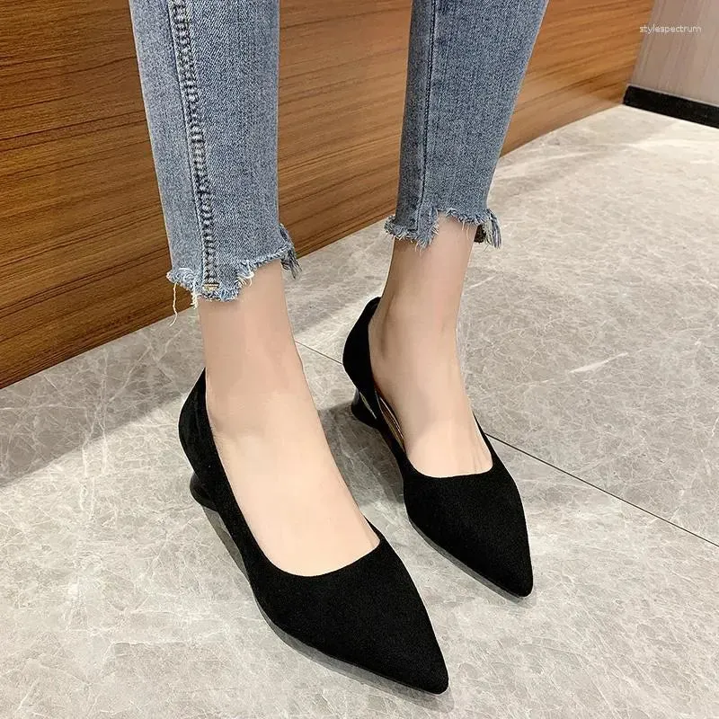 Dress Shoes  Womens Pumps Solid Pointed Toe Suede Chunky High Heels Rhinestone Decoration Party Gladiator 35-43 Kopmkp Fashion