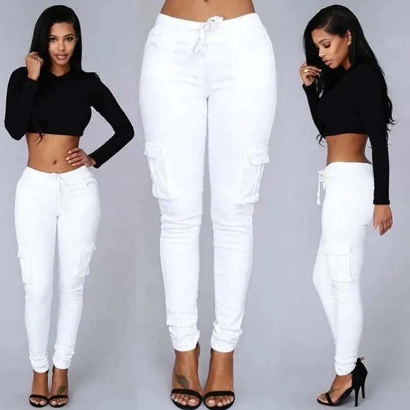 Elastic Sexy Skinny Jeans High Waist Jeans Woman Denim Pants Cargo