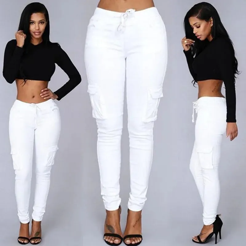 Elastic Sexy Skinny Jeans High Waist Jeans Woman Denim Pants Cargo