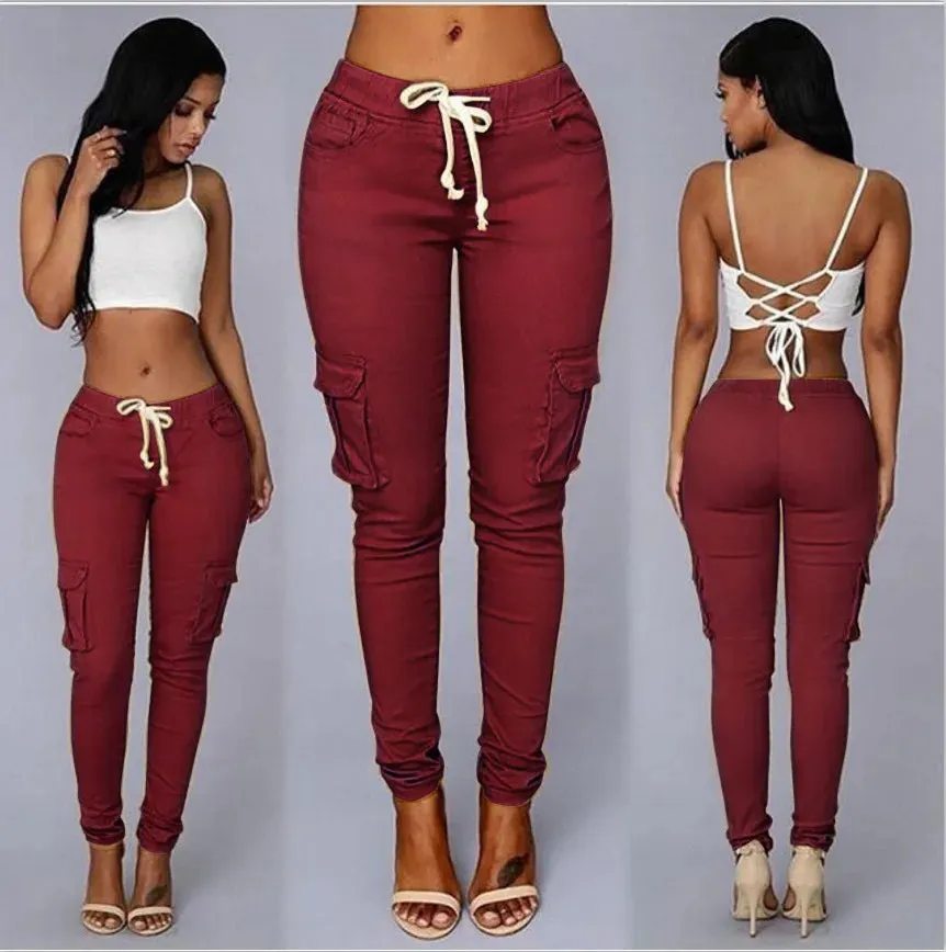 Elastic Sexy Skinny Jeans High Waist Jeans Woman Denim Pants Cargo