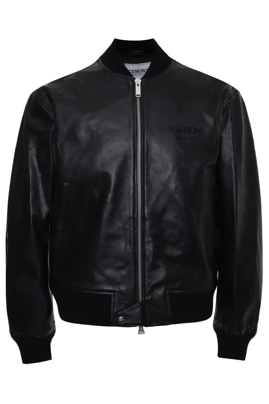 Embroidered Logo Leather Jacket (Black) - I23ZO2168029000