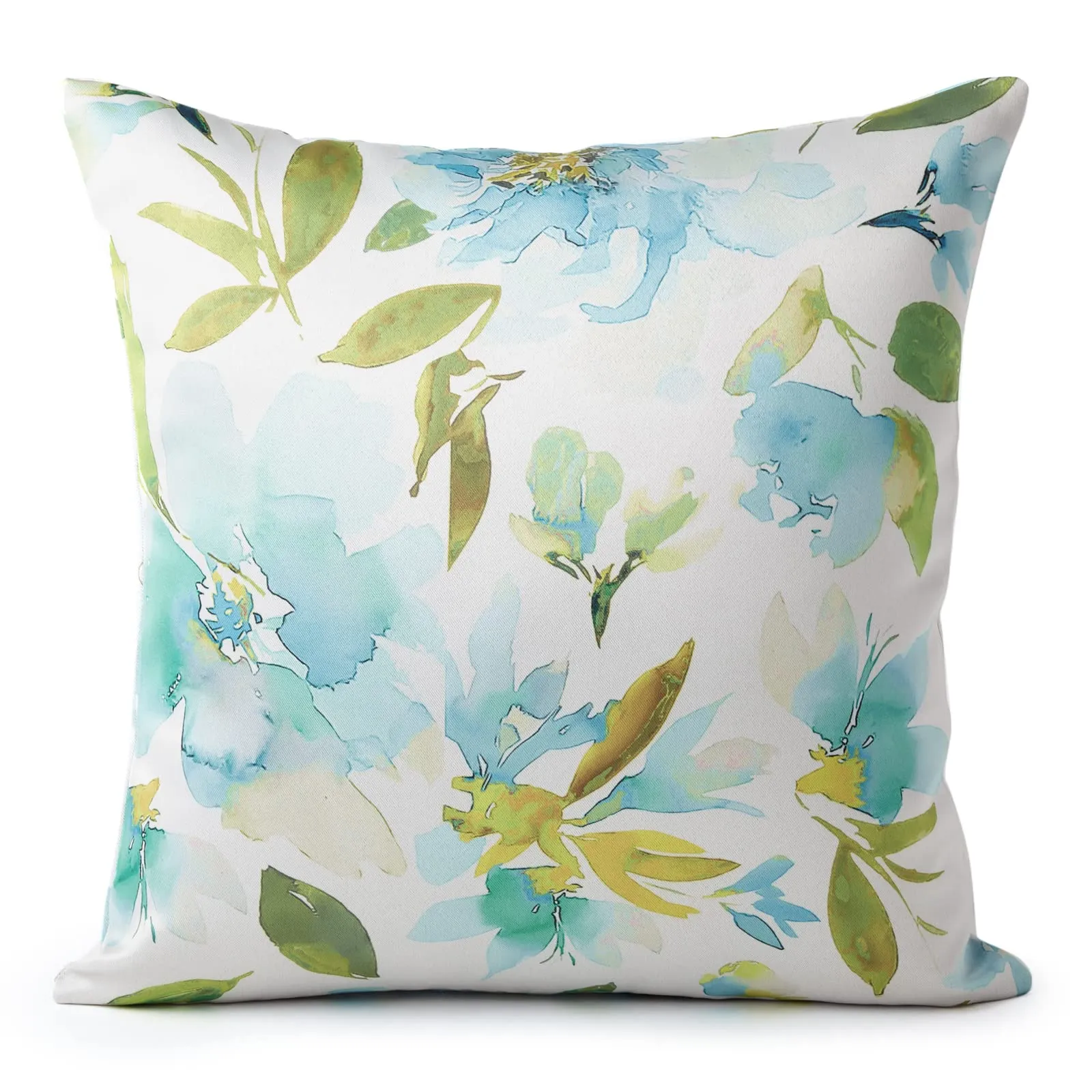 Encasa Homes Decorative Cushion Cover 16 x 16 inch (40 x 40 cm) - F1 Aqua - Floral Digital Printed, Large Square Pillow Case (Set of 2) ,Polyester