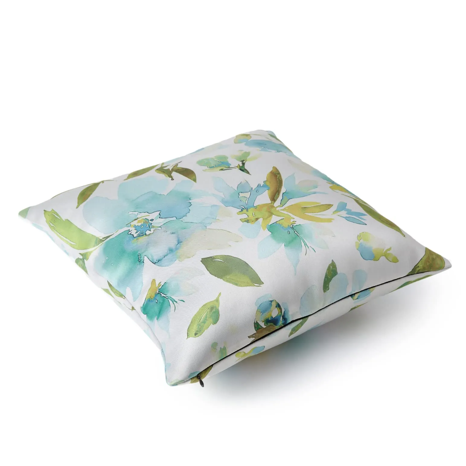 Encasa Homes Decorative Cushion Cover 16 x 16 inch (40 x 40 cm) - F1 Aqua - Floral Digital Printed, Large Square Pillow Case (Set of 2) ,Polyester