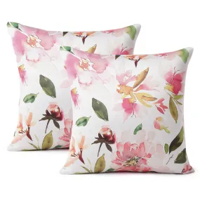 Encasa Homes Decorative Cushion Covers 2 pcs (50x50 cm, 20x20 in) I Floral Digital Printed on Soft Silver Thick Fabric I F1 Spring I Medium Square Pillow Case for Sofa I Machine Washable