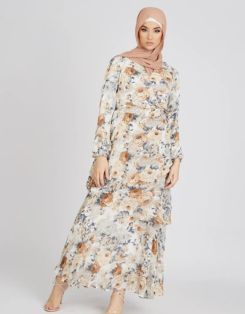 Erika Floral  3 Tiered Maxi