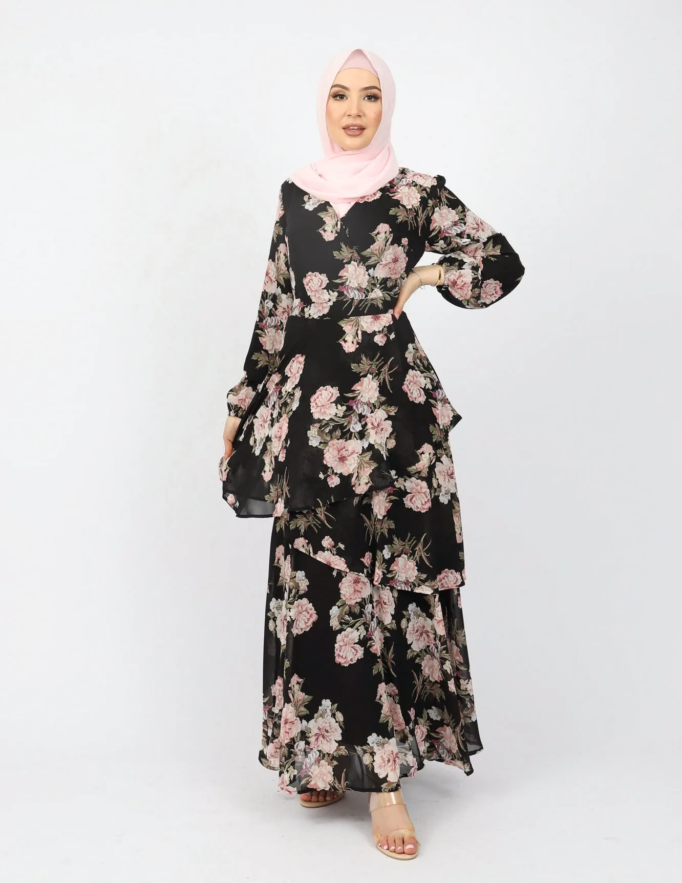 Erika Floral  3 Tiered Maxi