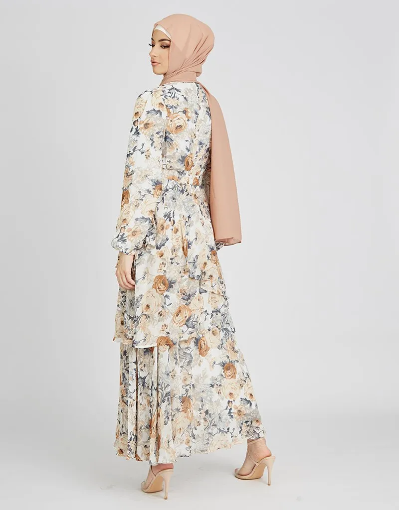 Erika Floral  3 Tiered Maxi