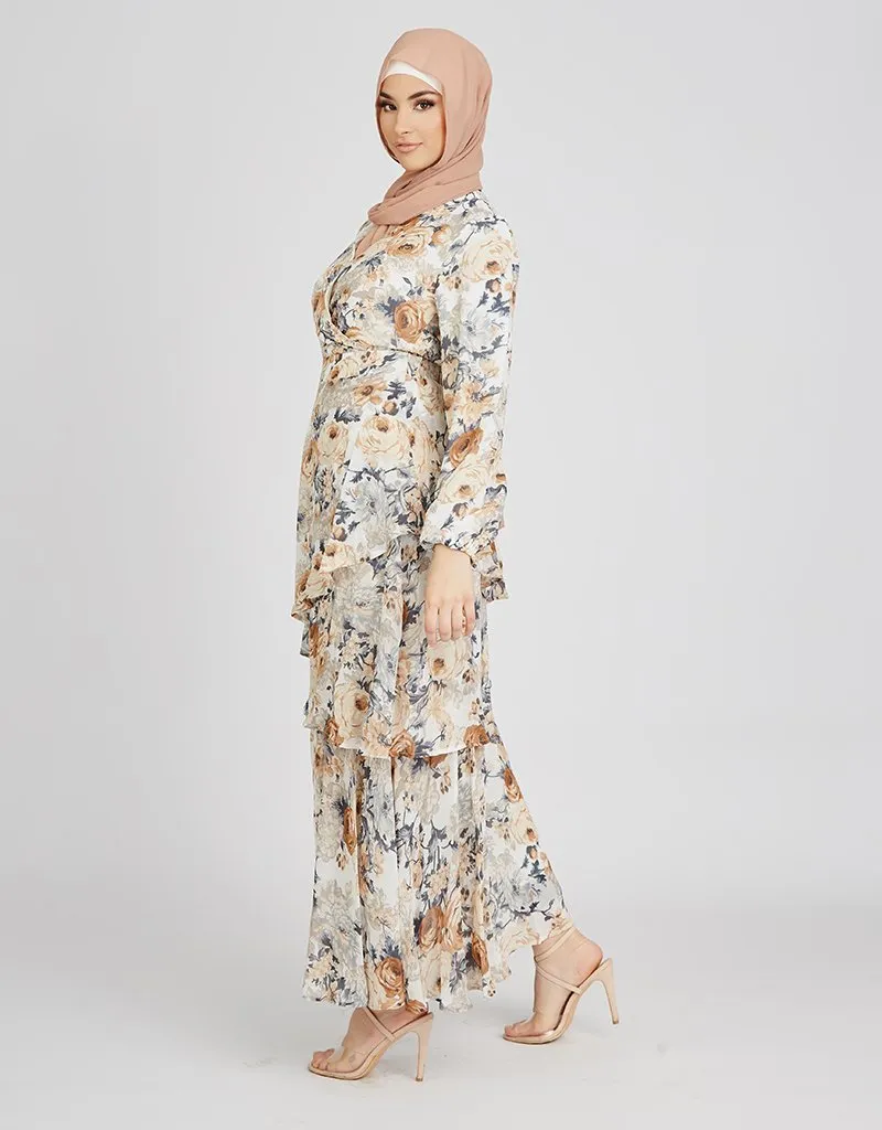 Erika Floral  3 Tiered Maxi