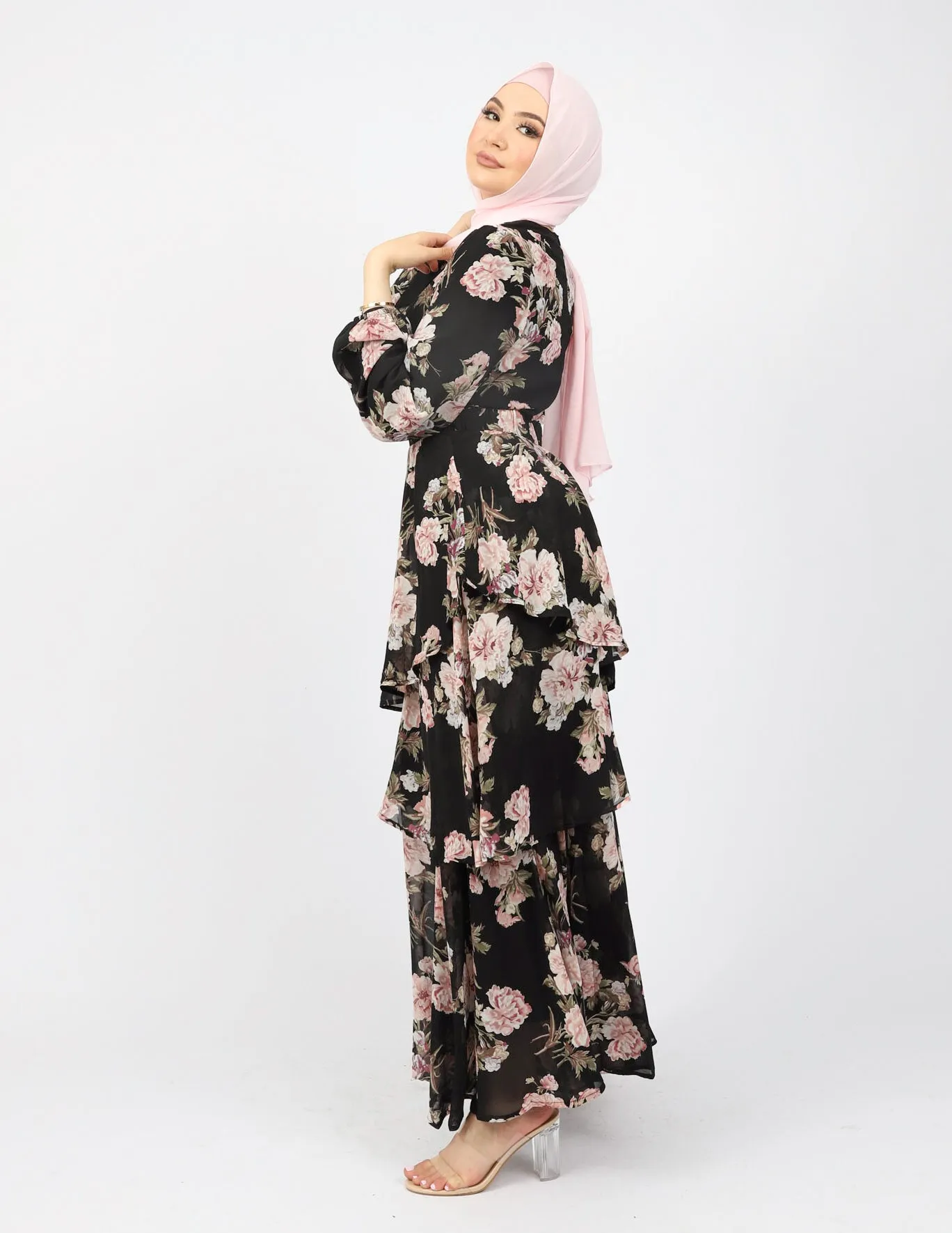 Erika Floral  3 Tiered Maxi