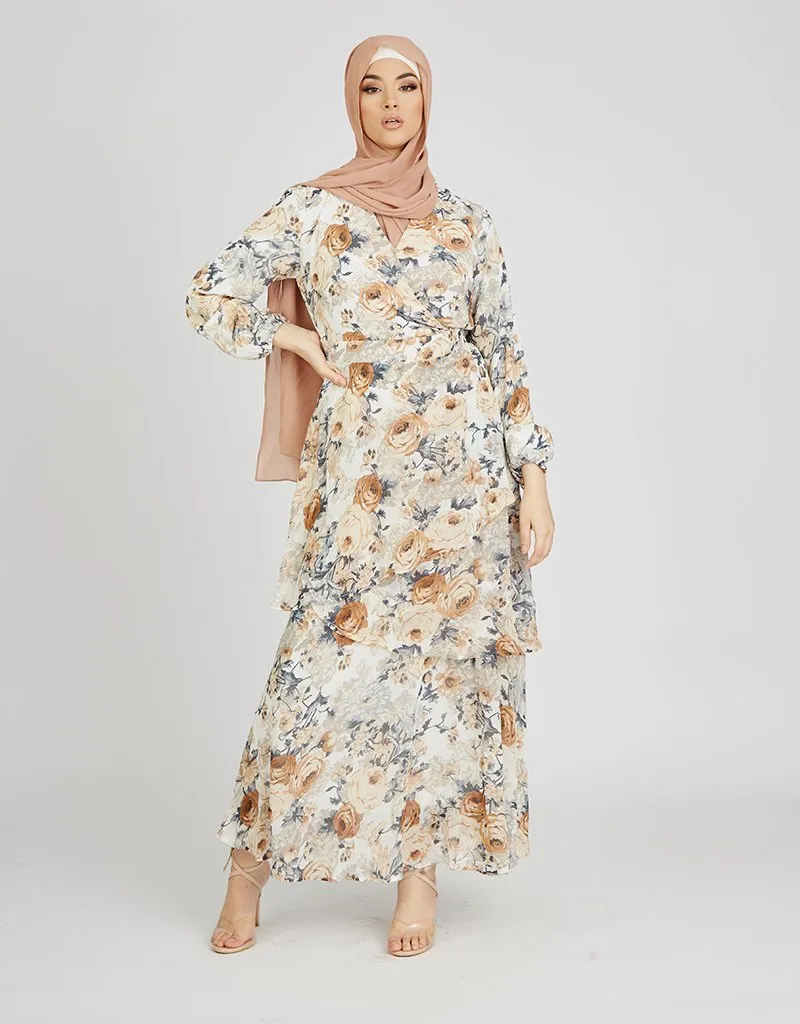 Erika Floral  3 Tiered Maxi