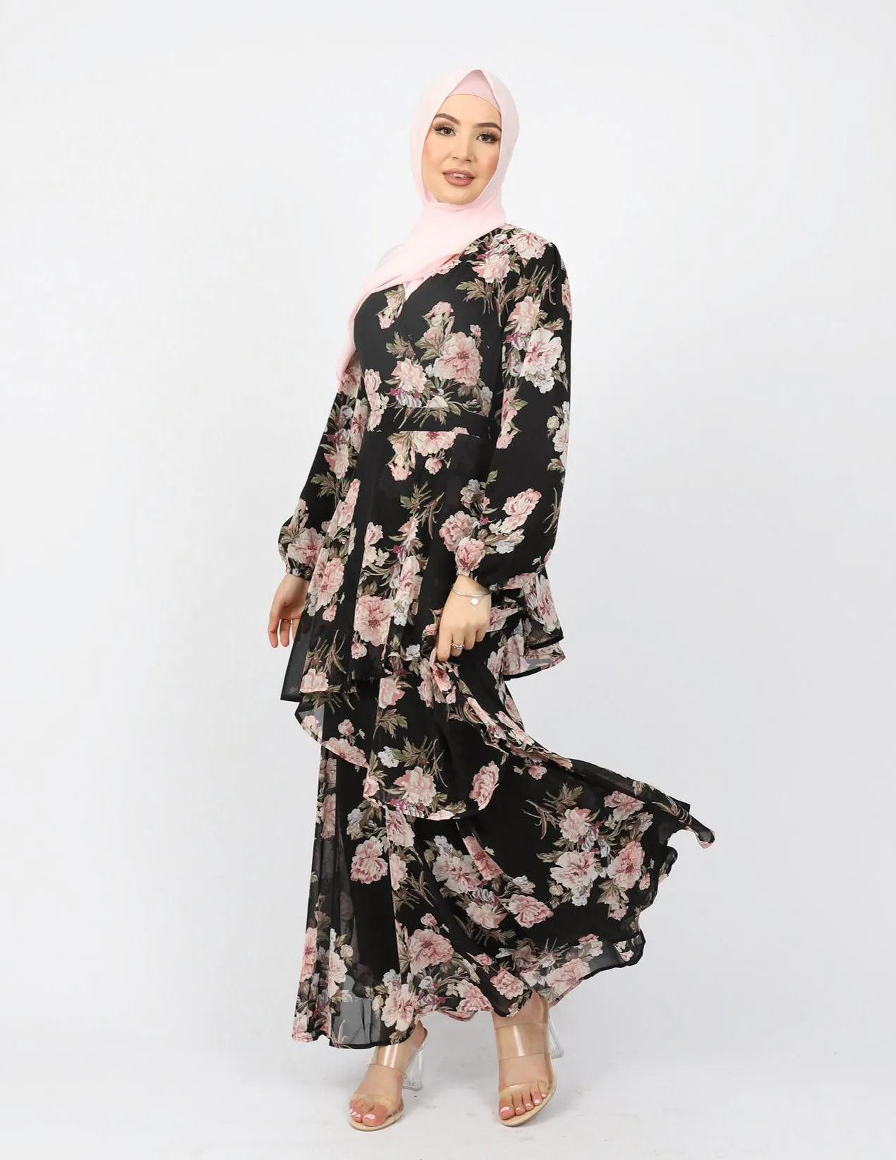 Erika Floral  3 Tiered Maxi